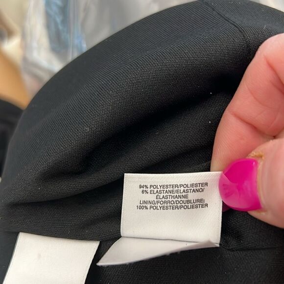 Anne Klein Woman’s Dress Sz 10 Black White Piping Scoop Neck Midi Sleeveless - Picture 10 of 12